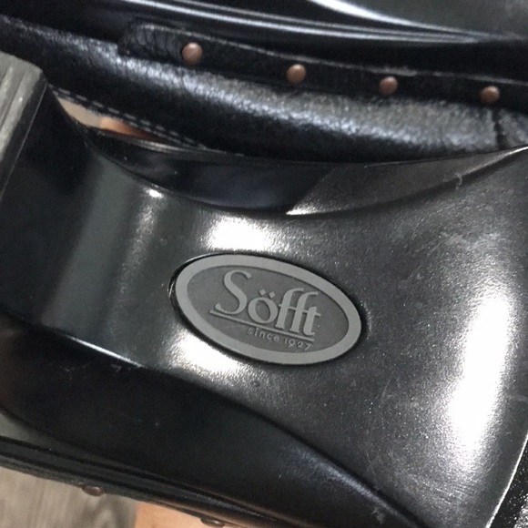 Sofft Black Leather heeled Mules with Studs and Buckles  8.5 - Picture 11 of 12